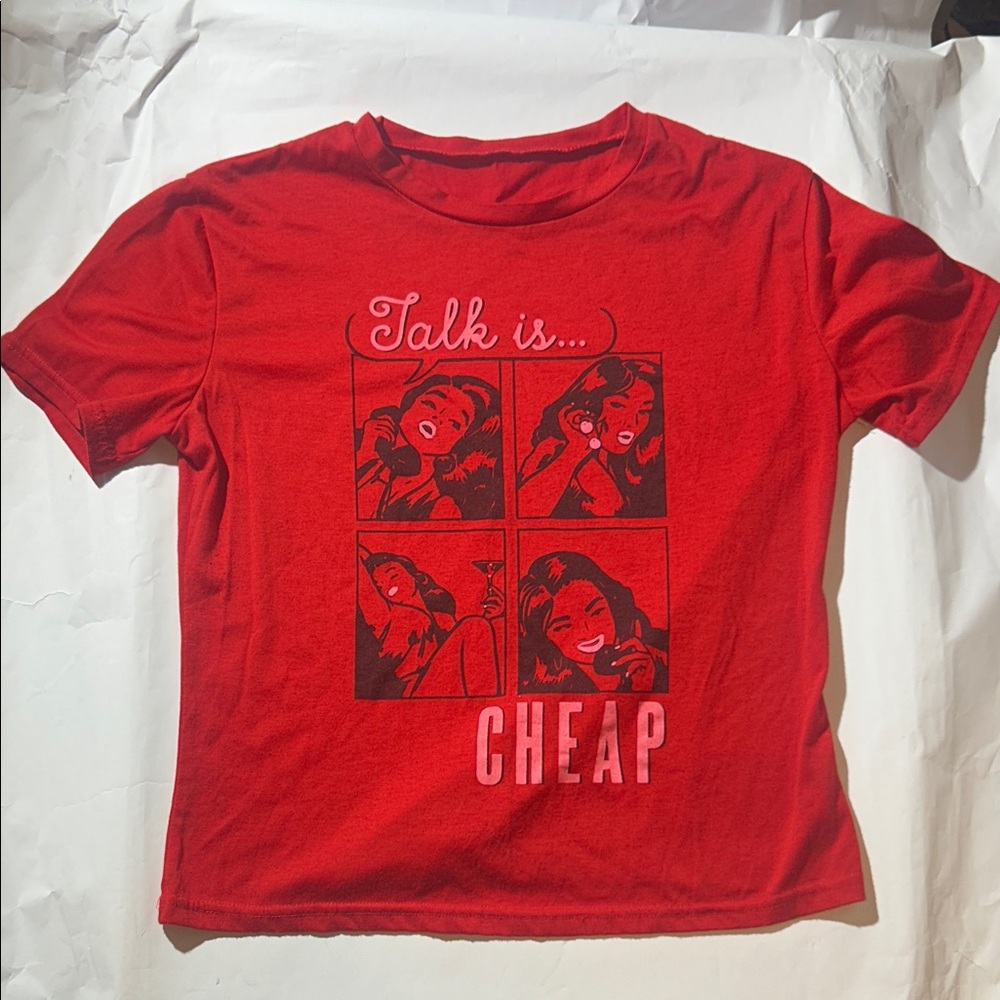“Talk Is Cheap” Red Graphic T-Shirt (No Tag)